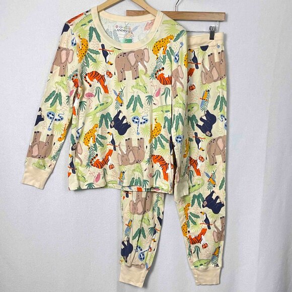 Landry's NWT Jungle Party Long Sleeve Cotton Knit Pajama Set Womens Size L - Picture 1 of 13